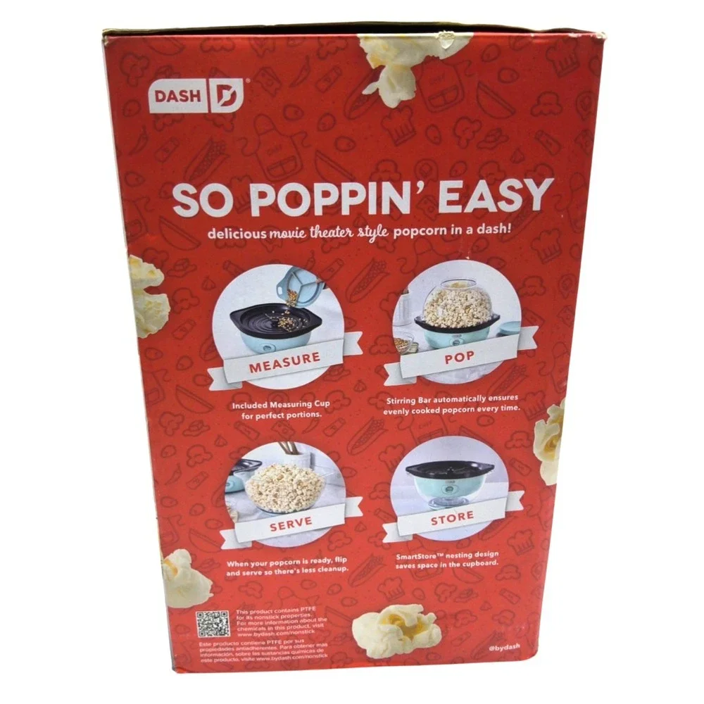 Dash SmartStore Deluxe Popcorn Maker Hot Oil Electric Popper‎ 24 Cup Aqua Blue